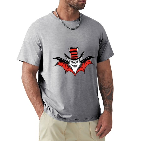WISHTIME Men's Bat Tees Pumpkin Print Halloween T-Shirts Short Sleeve Crewneck Casual Summer, Made in USA