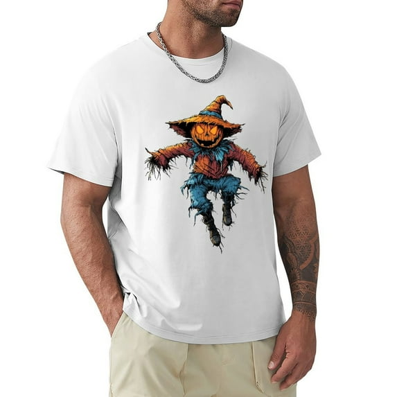 WISHTIME Scarecrow Shirts for Men, 2024 Cute T-Shirts Crew Neck Casual Basic Tee, Made in USA