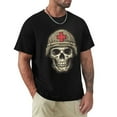thumbnail image 1 of WISHTIME Skull Tees for Men, Halloween Print T-Shirts Crewneck Casual Loose Fit Cotton Tops, Made in USA, 1 of 9