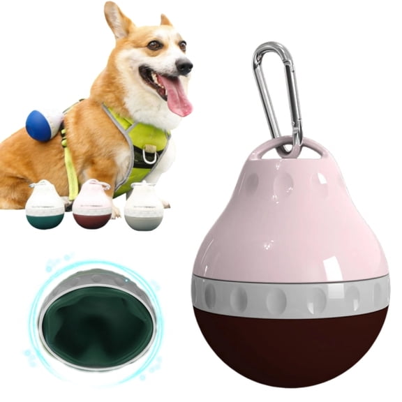 WISOLT Dog Water Bottle,Foldable,No Drip Pet water bottle,Ball-Shaped,Pink 7oz
