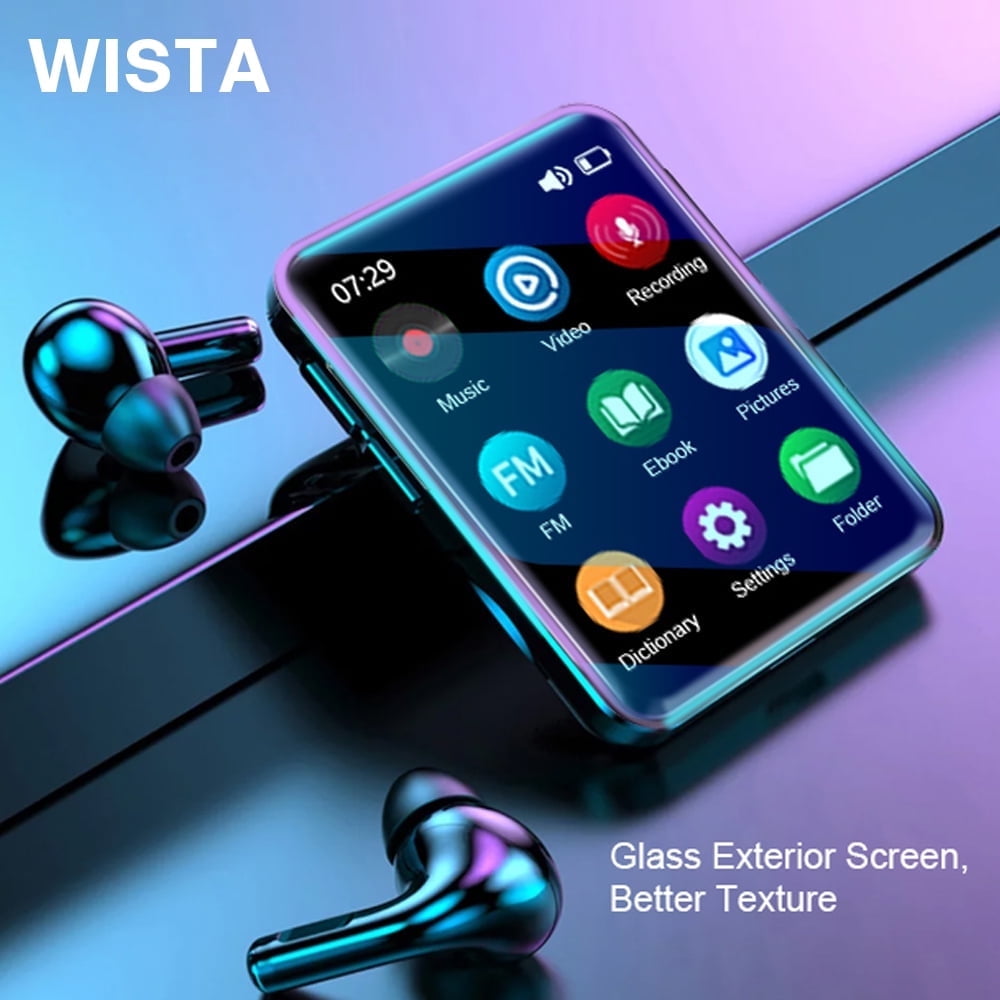 Wista 64GB Mini MP3 MP4 Player with Bluetooth, Portable Touch Screen Music Player, Black, 1 Pack