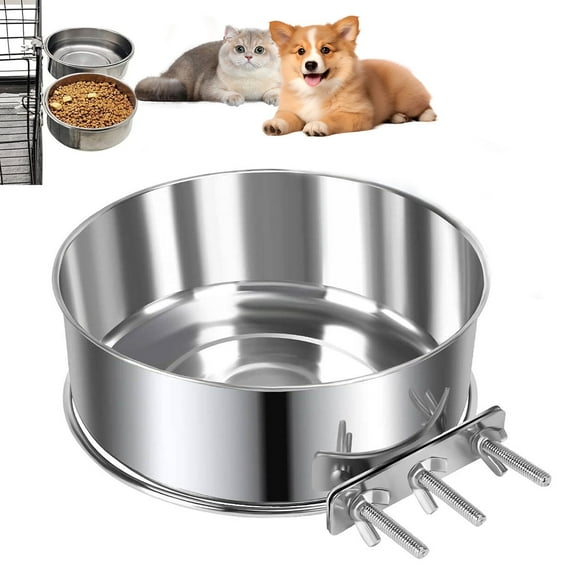WISTA Stainless Steel Crate Dog Bowl: Non Slip Pet Hanging Food Bowl - Removable Create Water Bowl for Dog Cat Guinea Pig Parrot Rabbit