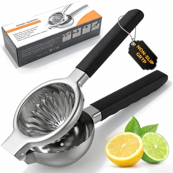 OAZOUF Stainless Steel Lemon Squeezer, Heavy Duty Handheld Citrus Press with Non-Slip Grip, Manual Juicer for Lemons, Limes & Oranges