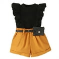 thumbnail image 1 of WISWELL Toddler Infant Baby Girl Outfit Kids Ruffle Sleeve T-Shirt Tops Solid Shorts with Belt and Bag Spring Summer Clothes Set, 1 of 9