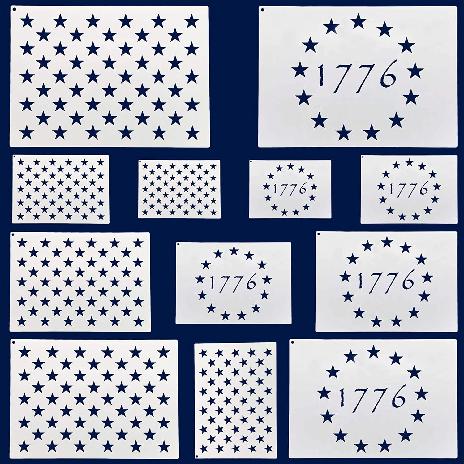 American Flag 50 Star Stencils and 13 Stars 1776 Templates, American