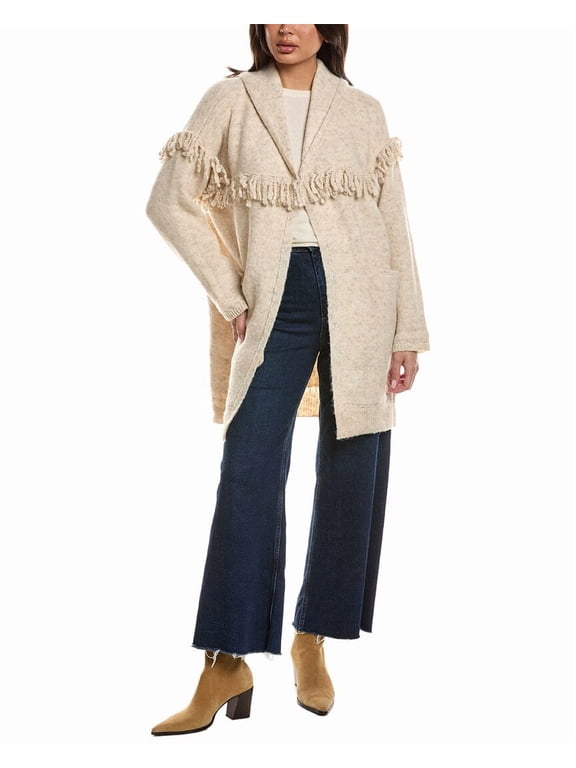 womens Fringe Wool-Blend Cardigan, XL