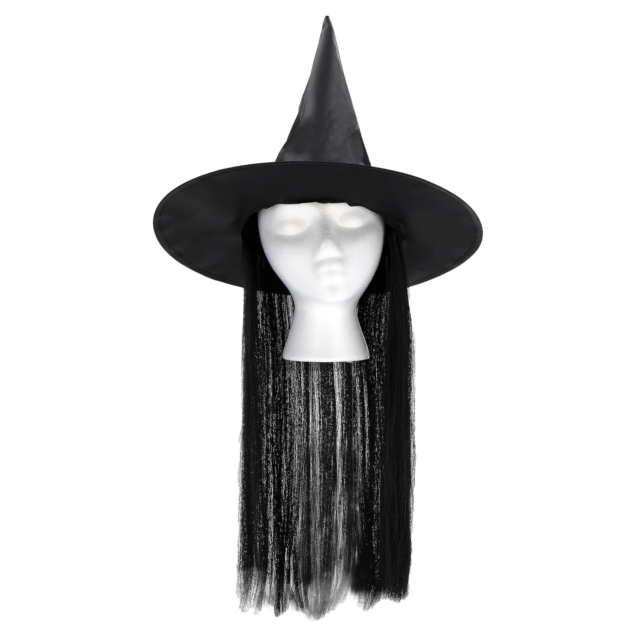 Witch Hat with Hair Costume Accessory for Children, Black, Halloween by Way To Celebrate