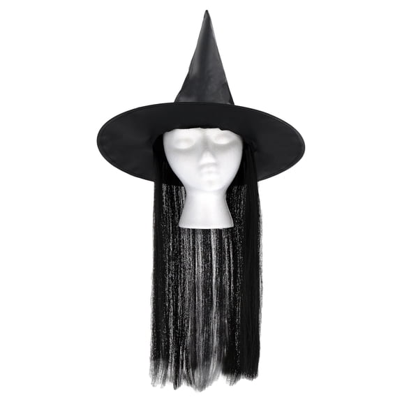 Witch Hat with Hair Costume Accessory for Children, Black, Halloween by Way To Celebrate