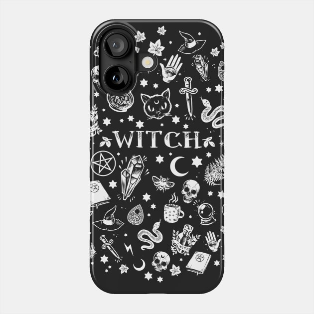 WITCH pattern creepy Halloween Vintage Art Tough Case for iPhone 11-17 ...