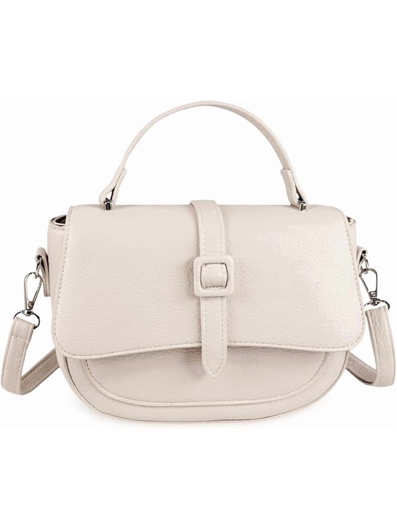 Crossbody Bag for Women, Small Flap Saddle Purse with Top Handle, Vegan Leather