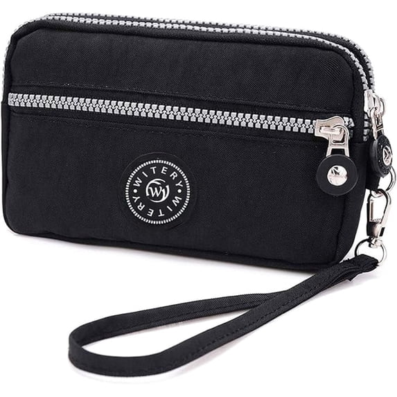 WITERY Nylon Waterproof Wristlet Clutch for Women, 3 Zippers Travel ...