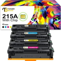 WITH-CHIP | 215A Toner Cartridge Compatible for HP 215A W2310A for HP Color LaserJet Pro M182nw M183fw M182 M183 M155 W2310A W2311A W2312A W2313A Printer Ink (Black, Cyan, Magenta, Yellow, 4-Pack)