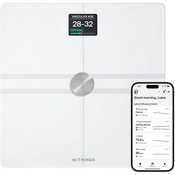 WITHINGS Body Comp - Scale for Body Weight and Complete Body Analysis, Wi-Fi & Bluetooth, Baby Digital Scale, Accurate Visceral Fat, Heart Health, Scales Compatible with Apple, FSA/HSA
