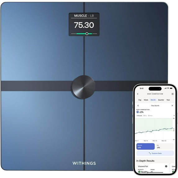WITHINGS Body Smart - Accurate Scale for Body Weight and Fat Percentage, Body Composition Wi-Fi and Bluetooth Weight Scale, Baby Weight Scale, Smart Scale Apple Health Compatible, Bathroom Scale