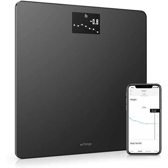 WITHINGS Body Wi-Fi Smart Scale BMI Weight Trend & Auto App Sync BLACK