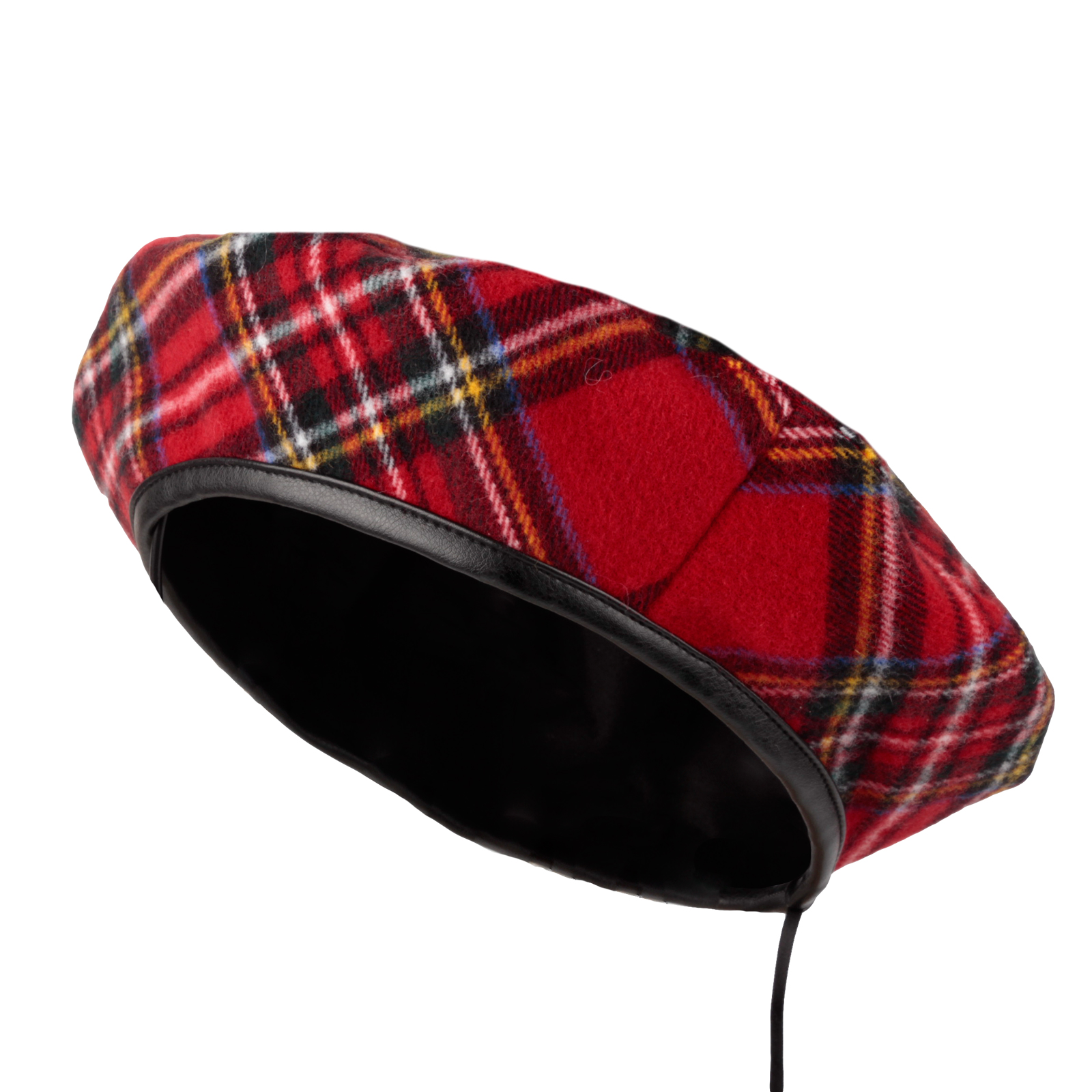 2271 Polyester Beret Hat Tartan Check Leather Sweatband Kr3781 WITHMOONS Acrylic Beret Hat Tartan Check Leather Sweatband  main image 2