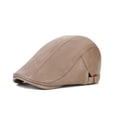 thumbnail image 1 of WITHMOONS Adjustable Faux Leather Ivy Flat Cap Cabbie Newsboy Fishing Hat YZ30112 (Beige), 1 of 6