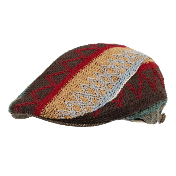 WITHMOONS Aztec Tribal Pattern Knitted Newsboy Hat Flat Cap LD3030 (Brown)