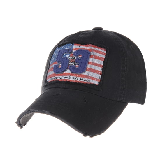 WITHMOONS Baseball Cap Distressed Trucker Hat Flag Stars Stripes KR1189 (Black)