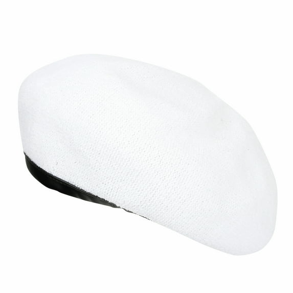 WITHMOONS Beret Hat Breathable Mesh Summer Straw Parisian Style KRF1173 (White)