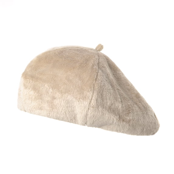 WITHMOONS Beret Hat Soft Faux Fur Warm Winter French Style SL9537 (Ivory)