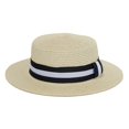 thumbnail image 1 of WITHMOONS Boater Skimmer Sailor Straw Amish Hat Banded 1920s QZW0058 (Beige), 1 of 2