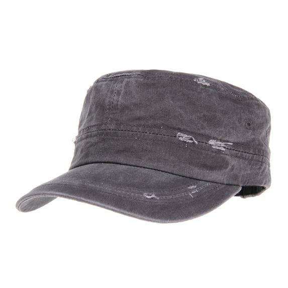 WITHMOONS Cadet Cap Camouflage Twill Cotton Distressed Washed Hat KR4303 (Grey)
