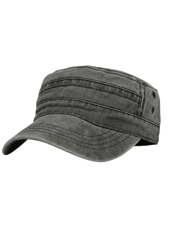 WITHMOONS Cadet Caps Vintage Washed Cotton Army Hat For Unisex KZ40037 (Grey)