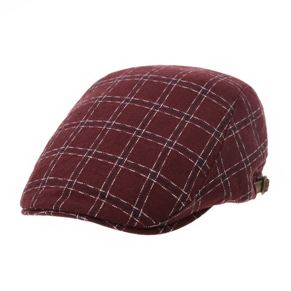 WITHMOONS Classic Plaid Checks Newsboy Hat Flat Cap LD3758 (Red)