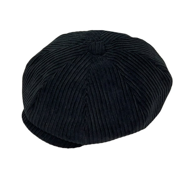 WITHMOONS Corduroy Baker Boy Cap Simple Plain Beret Cotton Ivy Newsboy Hat LDG1465 (Black)