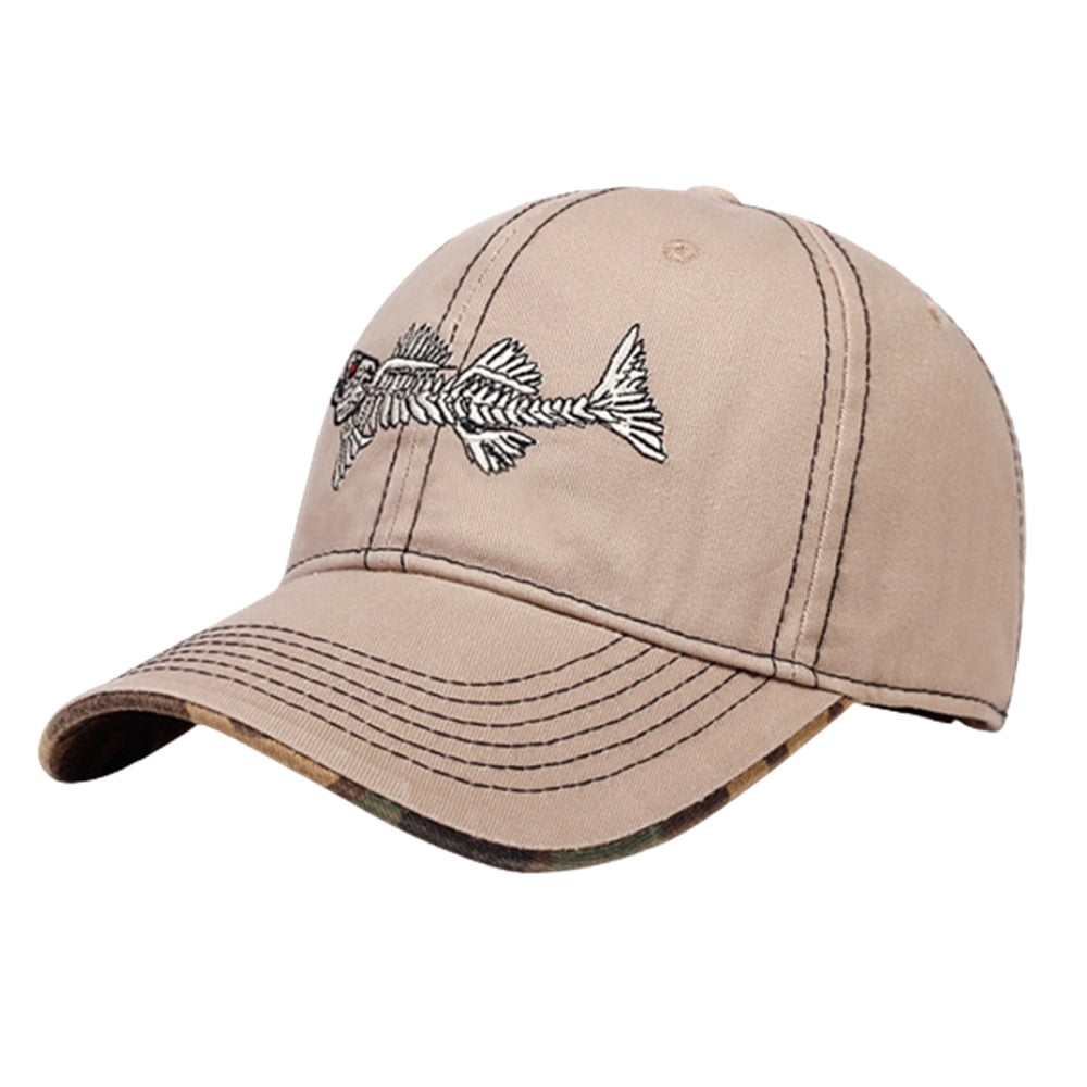 WITHMOONS Cotton Fishing Hat Fish Bone Embroidery Trucker Dad Baseball ...