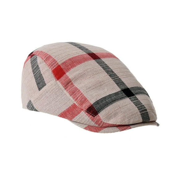 WITHMOONS Cotton Plaid Newsboy Flat Cap Ivy Cabbie Gatsby Hat YZ30099 (Beige)