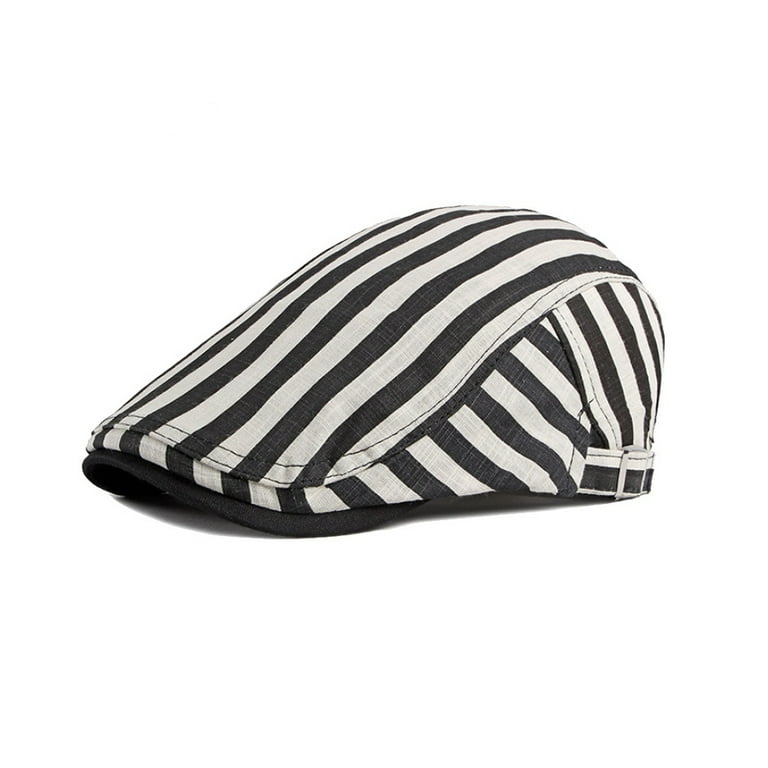 帽子 Wythe Ovy WITHMOONS Striped Cotton Ivy Newsboy Cap for Driving & Golf