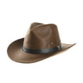 thumbnail image 1 of WITHMOONS Faux Leather Indiana Jones Hat Outback Hat Fedora CD8859 (Brown), 1 of 5