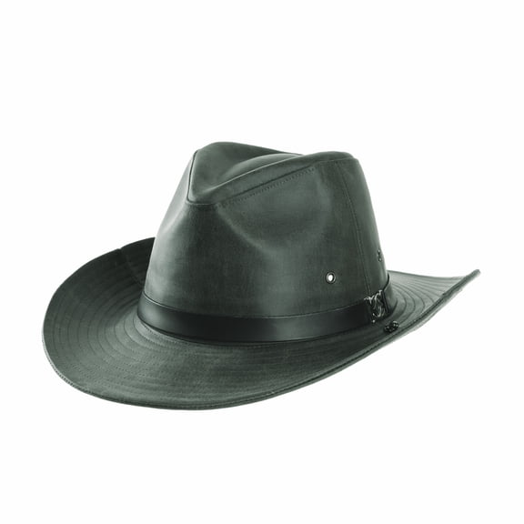 WITHMOONS Faux Leather Indiana Jones Hat Outback Hat Fedora CD8859 (Green)