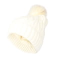 thumbnail image 1 of WITHMOONS Fleece Twist Knit Pom Beanie Winter Hat Slouchy Cap DZP0017 (Ivory), 1 of 2