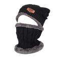 thumbnail image 1 of WITHMOONS Fleece Winter Knit Beanie Hat Slouchy Cap Neck Warmer GZX0020 (Black), 1 of 4