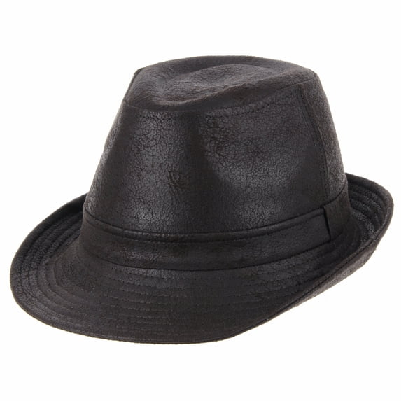WITHMOONS Indiana Jones Faux Leather Fedora Hat LD3278 (Darkbrown, M)