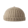 thumbnail image 1 of WITHMOONS Knitted Ribbed Beanie Hat Basic Plain Watch Skull Cap NC51295 (Beige), 1 of 5