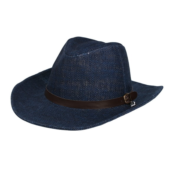 WITHMOONS Linen Mesh Western Cowboy Hat Indiana Jones Hats CDC1208 (Blue)