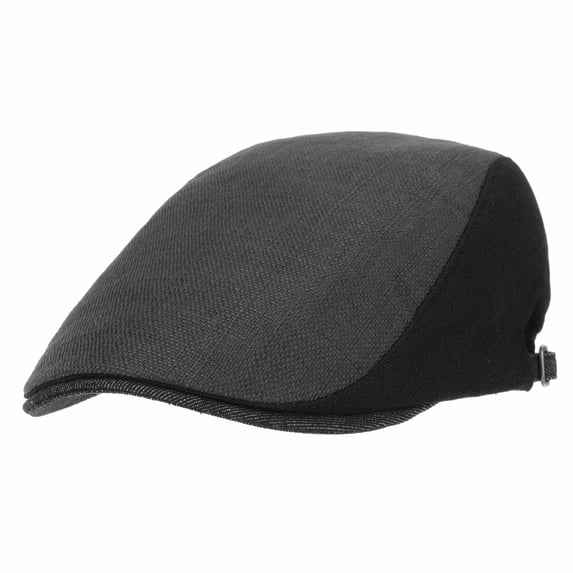 WITHMOONS Linen Newsboy Hat Flat Cap Two Color Block LD3238 (Charcoal)