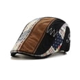 thumbnail image 1 of WITHMOONS Mens Newsboy Flat Hat Cotton Patchwork Cabbie Catsby Buckle Adjustable Cap YZ30116 (Black), 1 of 3