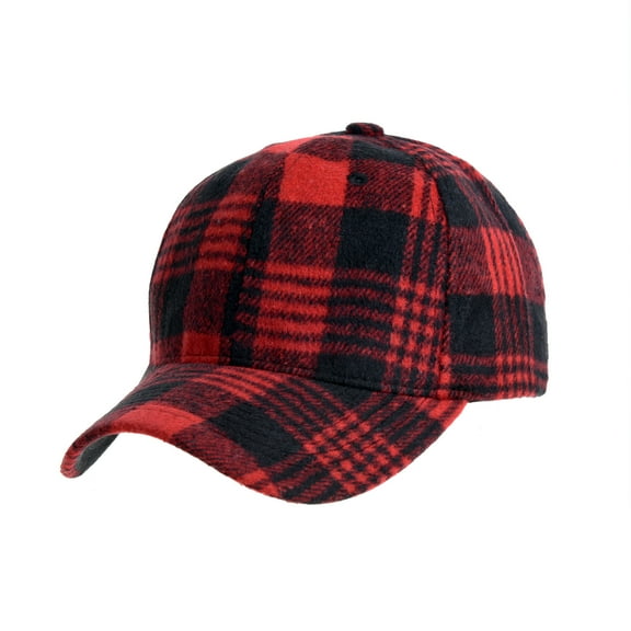WITHMOONS Plaid Checked Baseball Cap Winter Soft Outdoor Dad Hat YZ10098 (Red)