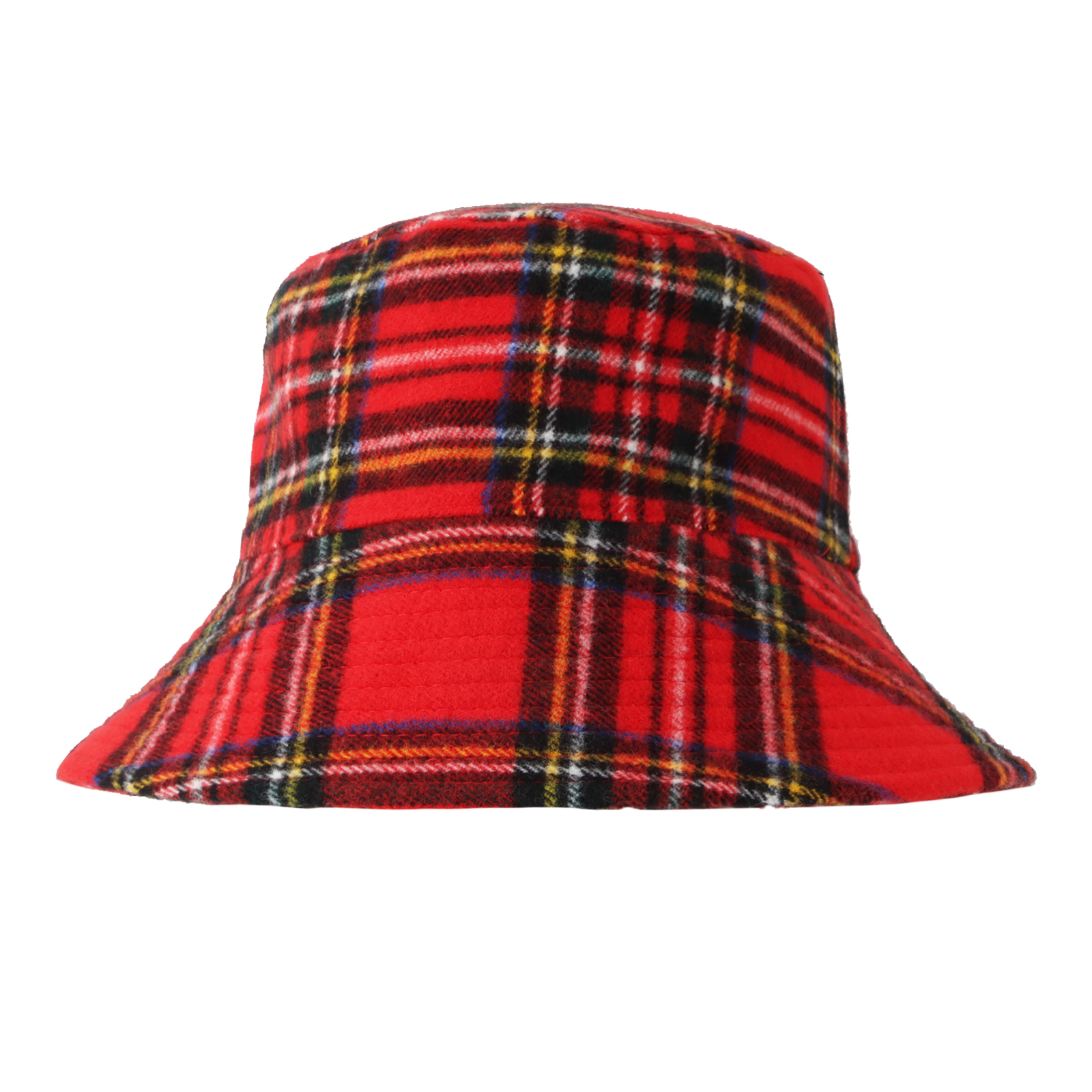 WITHMOONS Polyester Plaid Tartan Bucket Fedora Hat Winter Check Cap HMB1299 (Red) - image 1 of 5