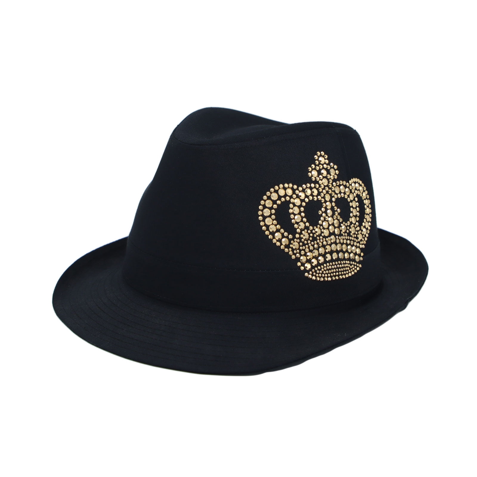 WITHMOONS Rhinestones Fedora Hat Skull Pattern Cotton Hat