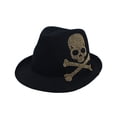 thumbnail image 1 of WITHMOONS Rhinestones Fedora Hat Skull Pattern Cotton Hat YT61355 (Gold), 1 of 5