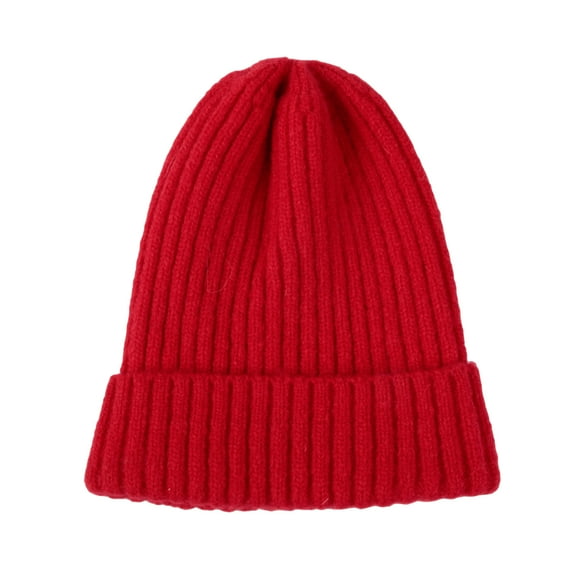 WITHMOONS Ribbed Knit Beanie Hat Classic Plain Warm Cuff Daily Cap XZ50075 (Red)