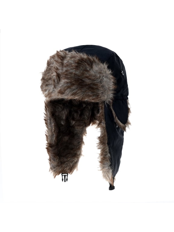 Russian Ushanka Cap Winter Trapper Ear Flap Hats YZT0092 (Black)