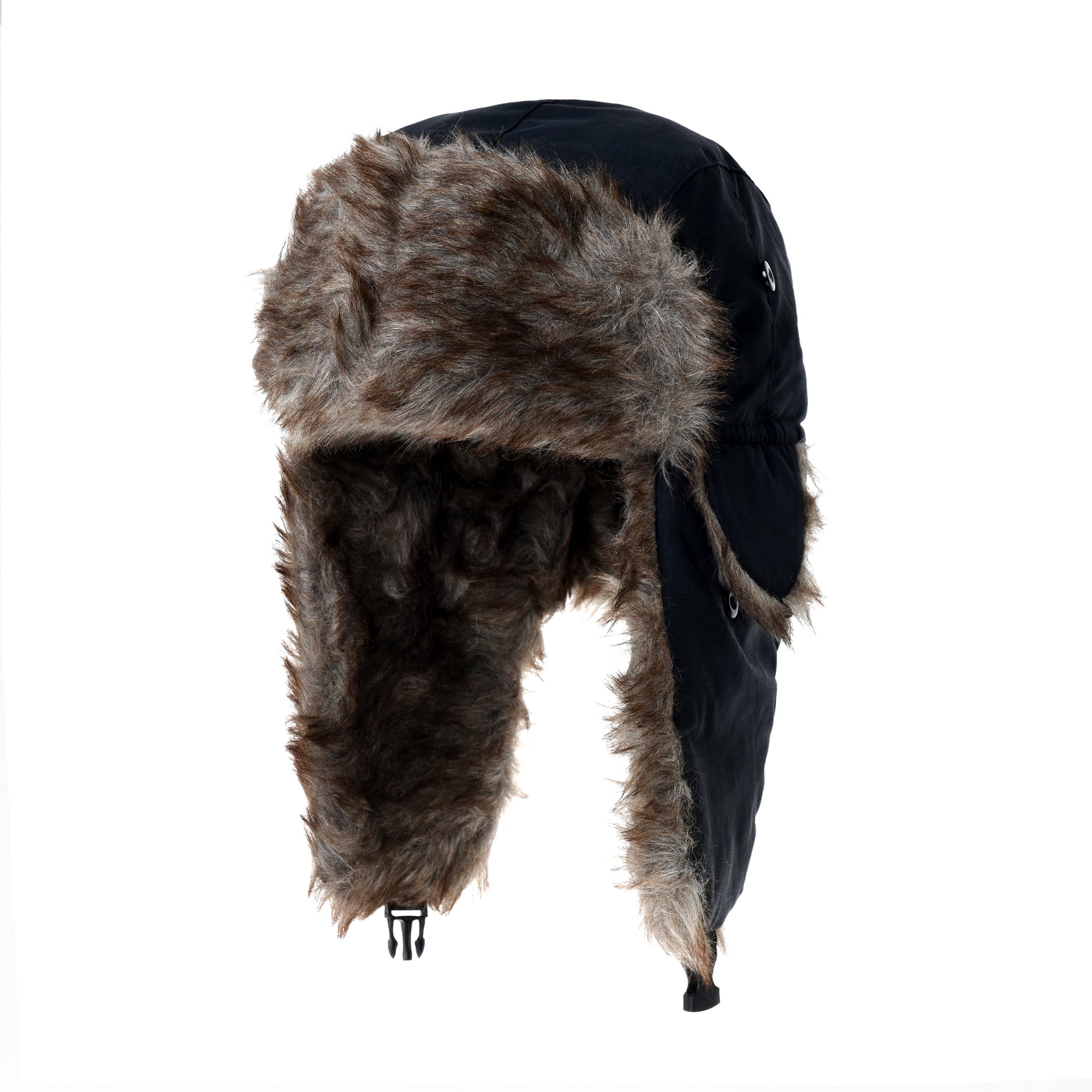 WITHMOONS Russian Ushanka Cap, Black Winter Trapper Hat with Ear