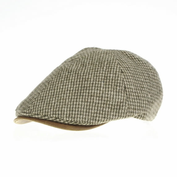 WITHMOONS Tweed Newsboy Hat faux leather brim Flat Cap SL3019 (Beige)